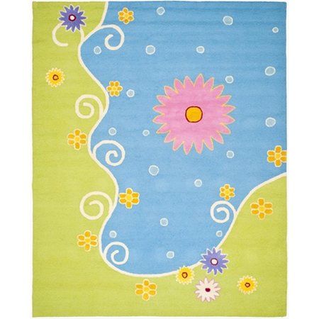 SAFAVIEH 8 x 10 ft. Large Rectangle Novelty Kids Blue and Green Hand Tufted Rug SFK383A-8